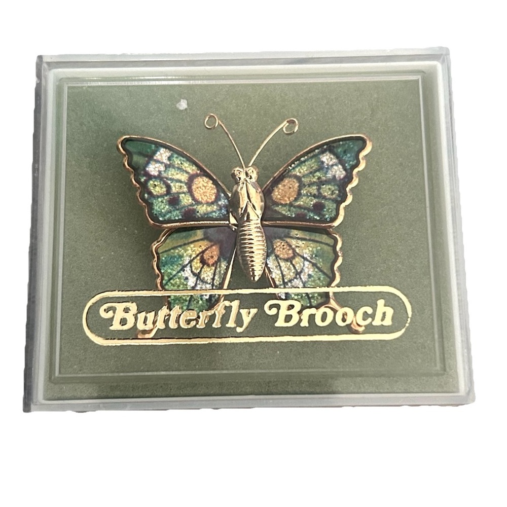 Vintage Colorful Butterfly Brooch Gold Tone - Picture 2 of 6